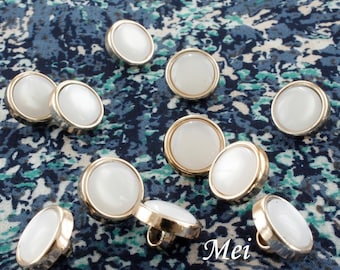 Bottoni effetto perla, oro, bianco o nero, gambo posteriore 7-11 mm per cappotti maglioni, confezione da 6 (B166)