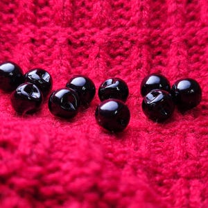 Ball Pearl Buttons with hole,Plastic, Black, 8mm,9mm,10mm,11mm, 12mm, 13.5mm or 15mm, Pack of 10(B1281)