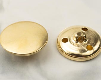 Gold Metal Shank Buttons , Flat Top Design, 15mm, 18mm, 20mm, 23mm or 25mm, Pack of 10(B1459)