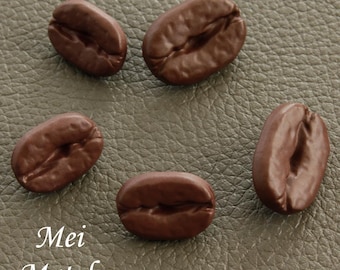 Coffee Shape Buttons, Metal, Shank Back, Burnt Umber Tone, 15mm, 18mm, 20mm,  Pack of 10(B1152)