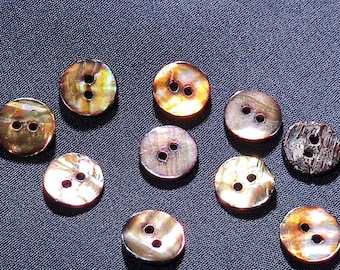 Abalone Shell Shirt Buttons 11.5mm/0.45” , Natural Iridescent Rainbow Tone, Color May Vary Due to Lighting, Pack of 10(B2044)