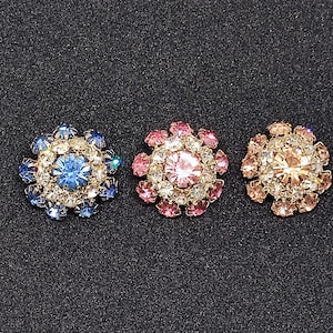 6 PCS Sparkling Rhinestone Buttons with shank 21 mm, 0.82" diamante jewels, 11 Colors(B179)