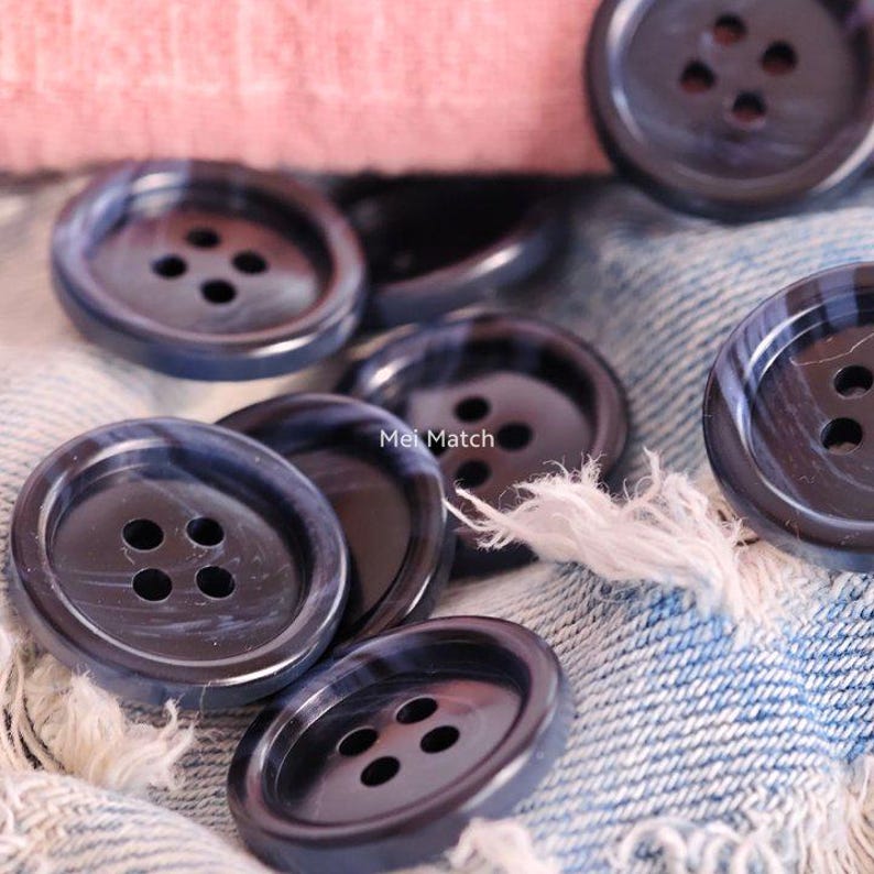 Dark Blue Buttons 4 Holes, Plastic, 20mm 23mm or 25mm, Pack of 10(B1272 ...