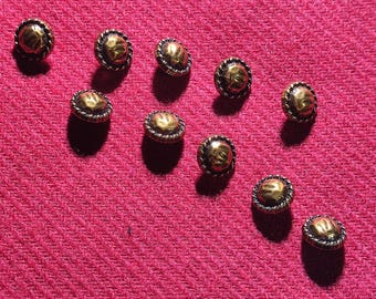 11mm Antique Gold Metal Shank Buttons, Pack of 10(B1804)
