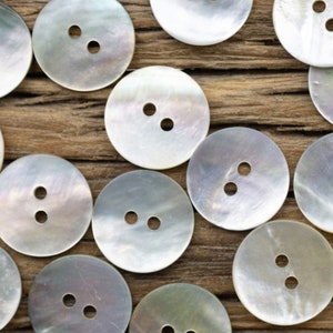 Boutons en nacre, nacre, 10 mm à 28 mm, lot de 10 (B415)