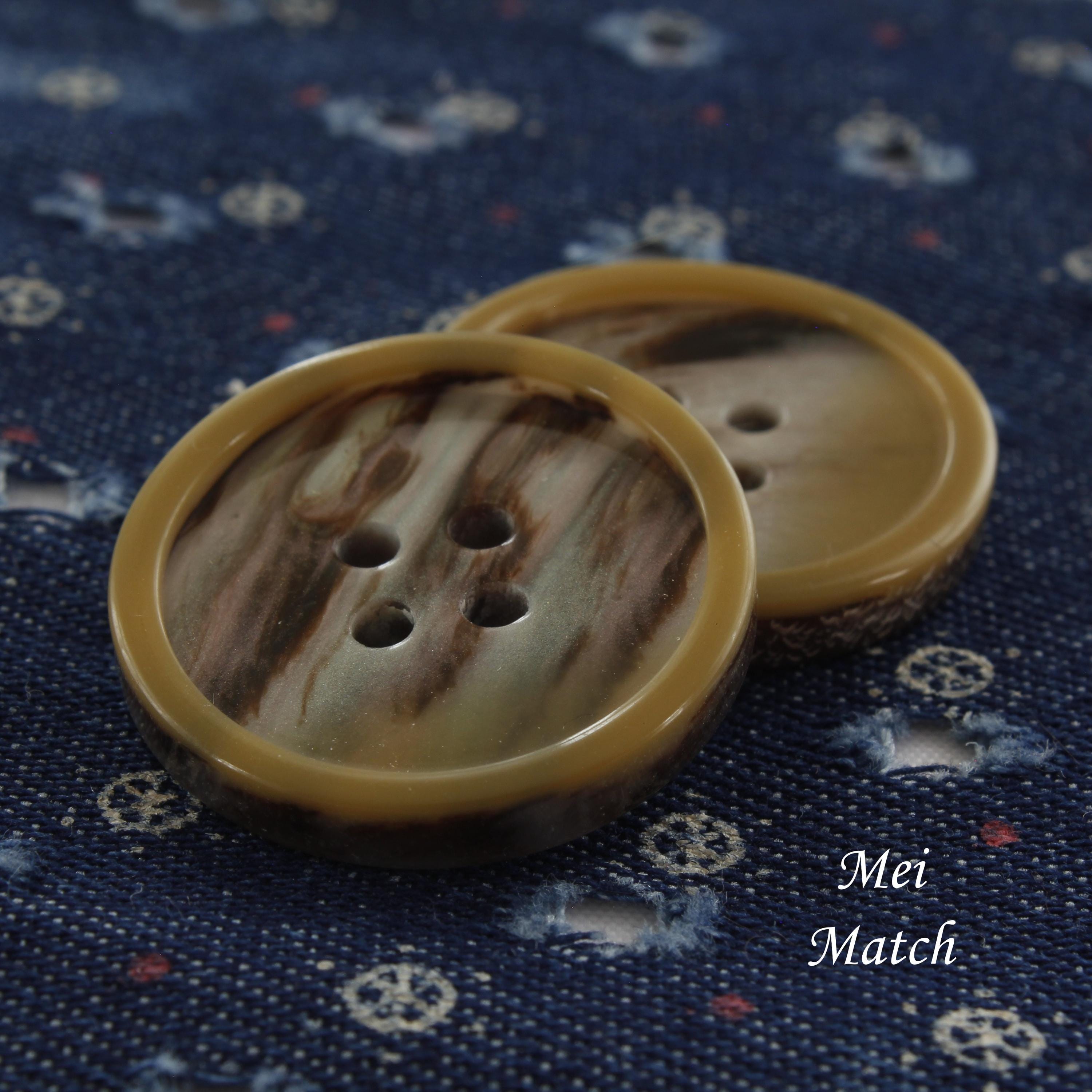 Buttons Iridescent, Shell Design With Brown Rim, Plastic, 15mm to 25mm ...