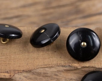 Schwarze Naturhornknöpfe, gewölbte Form, 11.5 mm, 15 mm, 18 mm oder 20 mm, 5er-Pack(B1108)