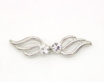 Cloak Clasp Silver Tone, Wings and Diamond Design, Hook Eye Back, 6.2cmX2cm, 2 Sets(B710)