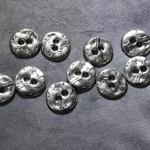 Antique Silver Tone Buttons, 2 Holes, Metal Buttons, 12mm, 15mm, 18mm or 20mm, Pack of 10(B1153)