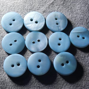 Botones de concha, azul bebé, 10 mm, 11,5 mm, 15 mm, 17,5 mm o 20 mm, paquete de 10 (B505)