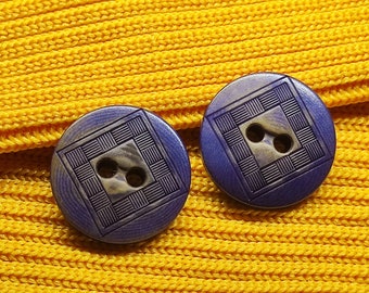 Knöpfe mit quadratischem Muster in Lila und Braun, natürlicher Steinnuss, 15 mm, 17,5 mm oder 20 mm, 10er-Pack (B594)