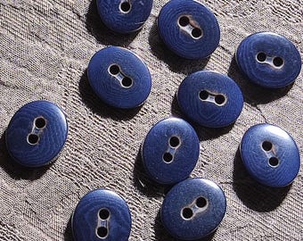 Bottoni ovali in corozo blu scuro, 2 fori, forma ovale, 15 mm, 17 mm, 20 mm, confezione da 10 (B1921)