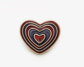 Bottoni a forma di cuore in metallo, smalto rosso e blu navy, 17,5 mm, 22,5 mm, confezione da 5 (B1559)