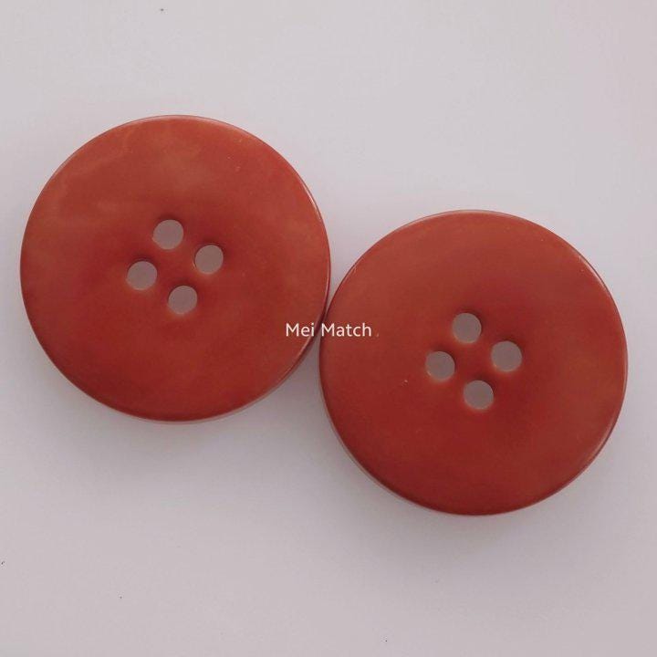 オレンジブラウンボタン、4つ穴、ナチュラルコロゾ、15 mm、20 mm、25
