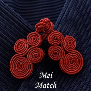 Cierres de rana china en rojo vino, diseño en espiral, 75 mm/2,9", 5 juegos (B1217)