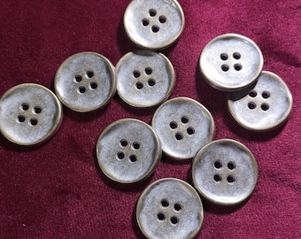 Rustikales Silber mit Messingwash-Tonknöpfen, nicht perfekt runde Form, Metall, 11.5 mm, 15 mm, 17.5 mm, 20 mm oder 23 mm, 10er-Pack (B1592)