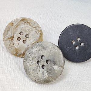 Overcoat Buttons Marbled Pattern, Beige, Grey or Black, 25mm or 28mm, Pack of 10(B152)