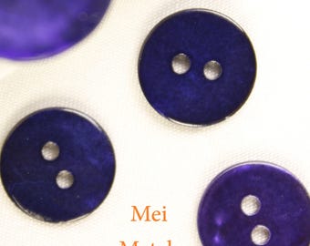 Dark Blue Mother of Pearl Shell Buttons, 10mm to 20mm, Pack of 10(B083)