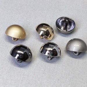 Round Half Dome Shank Buttons, Metallic buttons, Silver, Gold, Black, Brass Color, 9mm to 28mm, Pack of 10(B187)