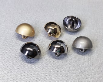 10 boutons ronds demi-dôme, boutons métalliques, argent, or, noir, laiton, 9 mm à 28 mm(B187)