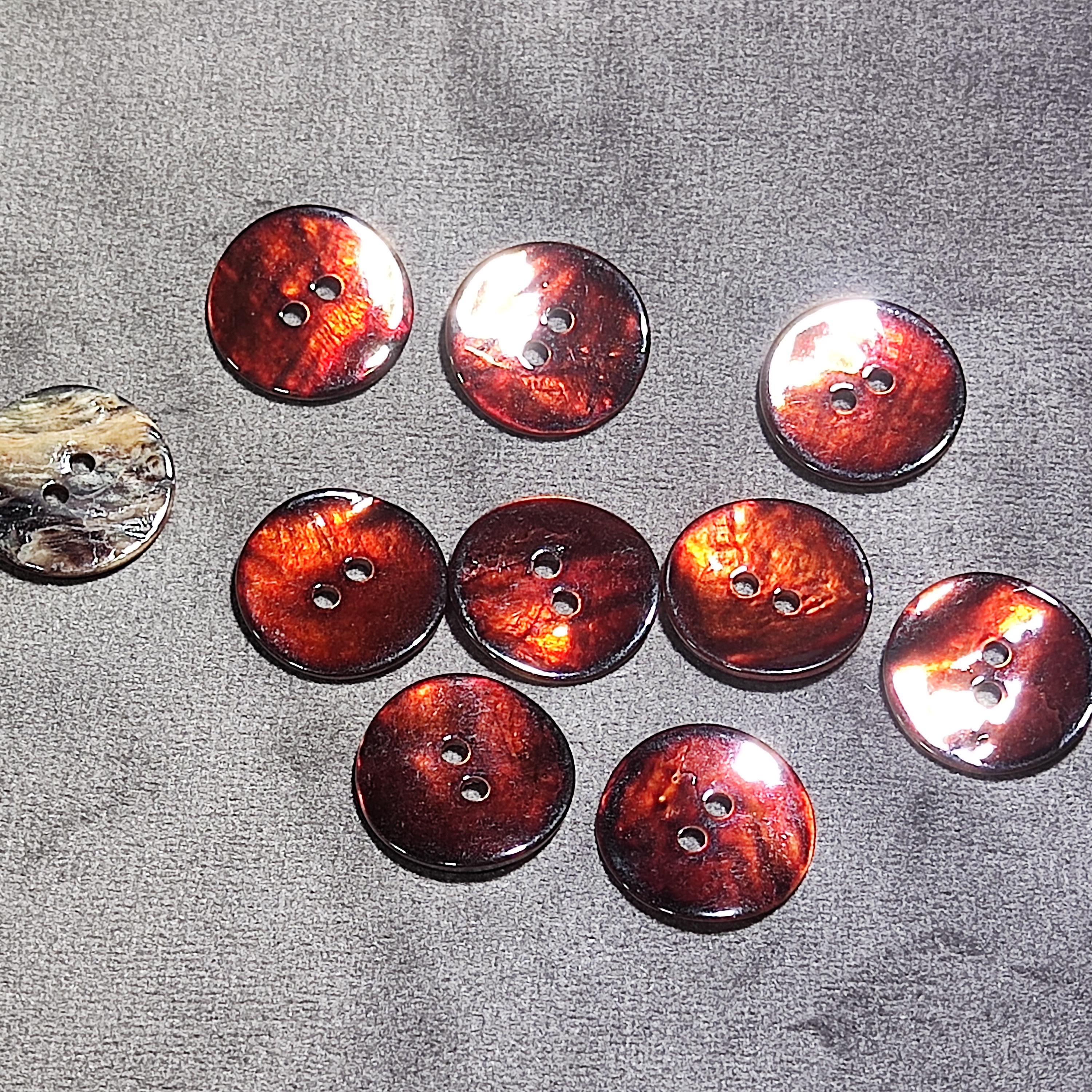 Shell Buttons, Rusty Brown With Natural Variations, 10mm, 12.5mm,15mm ...