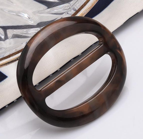 Dark Tortoiseshell Plastic Oval Slide Buckle, Fit Belt 3cm, 4cm or