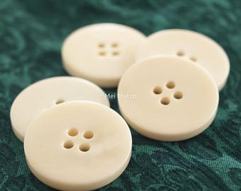 Creamy Ivory Buffalo Bone Buttons, Flat 4-Hole, 11.5mm, 15mm, 18mm, 20mm, 23mm or 25mm, Pack of 6(B1929)