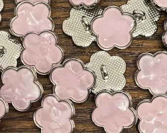 Light Pink Metal Shank Flower Buttons, 14.5 mm/ 0.57" , Pack of 5(B1967)
