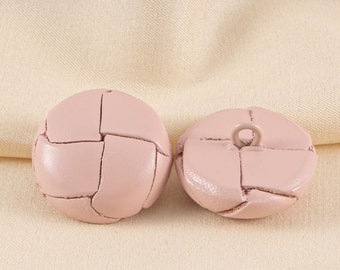 Light Pink Buttons, Genuine Leather, Metal Shank Back, 15mm, 18mm, 20mm, 23mm or 25mm, Pack of 10(B565)