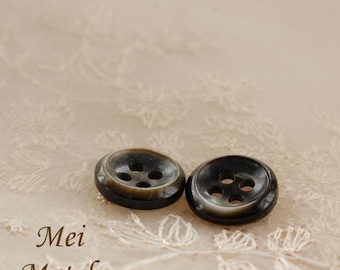 Blackish Mother of Pearl Buttons, 10mm or 11.5mm, Pack of 10(B1050)