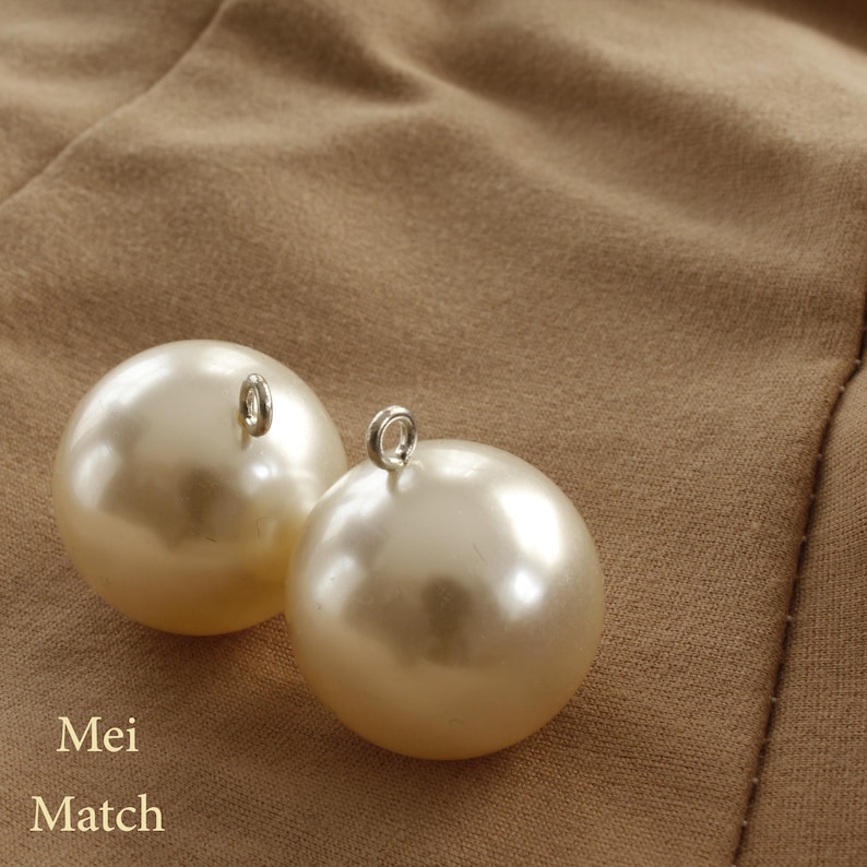 Large Faux Pearl Buttons, Ivory White, With Silver Look Metal Shank ...