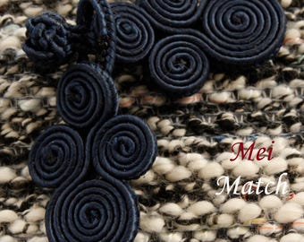 Navy Blue Frog Closures, Traditional Chinese Knot Fasteners, 75mm