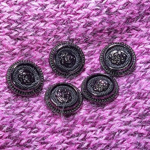 Rose Buttons, Metal, Black Tone, 18mm or 23mm, Pack of 5(B845)