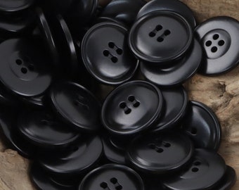 Corozo Buttons Black Four Holes, 15mm, 17,5mm, 20mm, 22.5mm or 25mm, Pack of 10(B621)