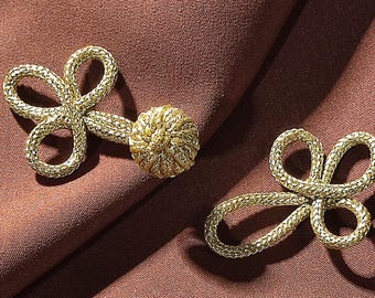 Gold Frog Closures, Traditional Chinese Knot Buttons, 8.5cm X 3.5