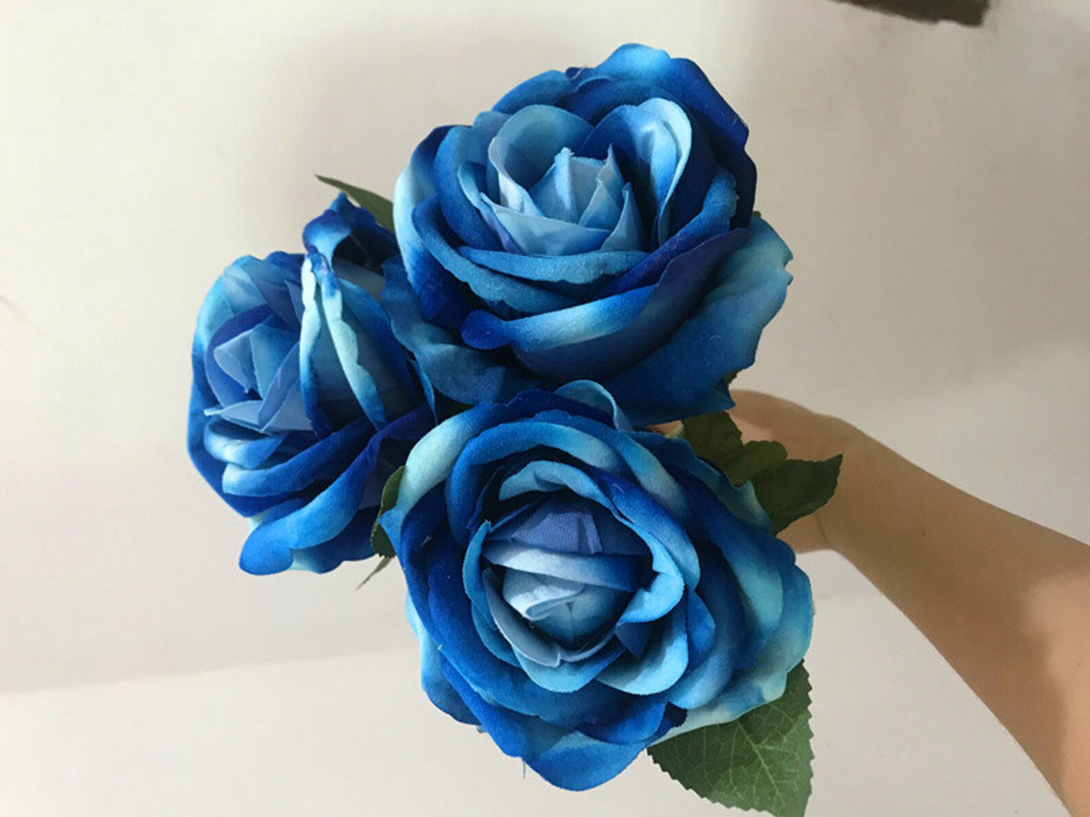 3 stems Artificial Silk Rose Blue Stem Rose Rose bouquet DIY Etsy