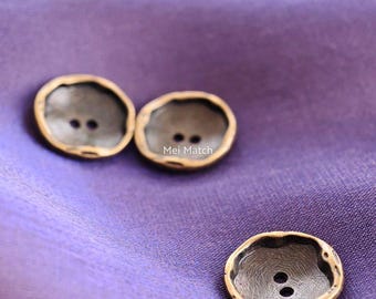Antique Brass Textured Metal Buttons, 2 Holes, 11.5mm,  15mm, 19mm or 25mm, Pack of 10(B1461)