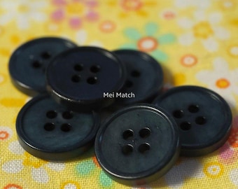 Bone Buttons, Dark Blue Natural Pattern, 15mm to 25mm, Pack of 6(B1916)