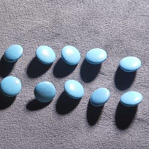 Light Blue Faux Leather Shank Buttons, 11mm / 0.43", Pack of 10(B256)