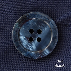 Pearly Blue Buttons, Plastic, 11.5mm to 25mm, Pack of 10(B568)