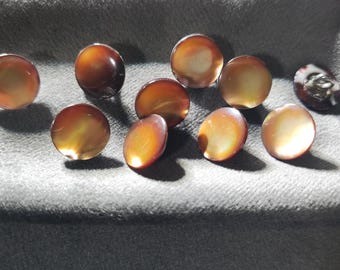 Brown Natural Shell Buttons with Metal Shank, Iridescent, 11.5mm / 0.45", Pack of 10(B1456)