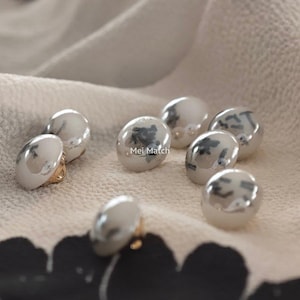 White & Dark Marbled Dome Shank Buttons, 10mm/0.39", Pack of 10(B1687)