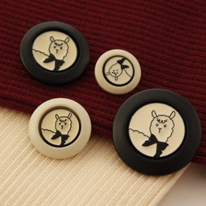 Alpaca Buttons with Shank, Metal Buttons, White, Black, 16mm, 21mm, 25mm, 30mm, Pack of 5(B437)