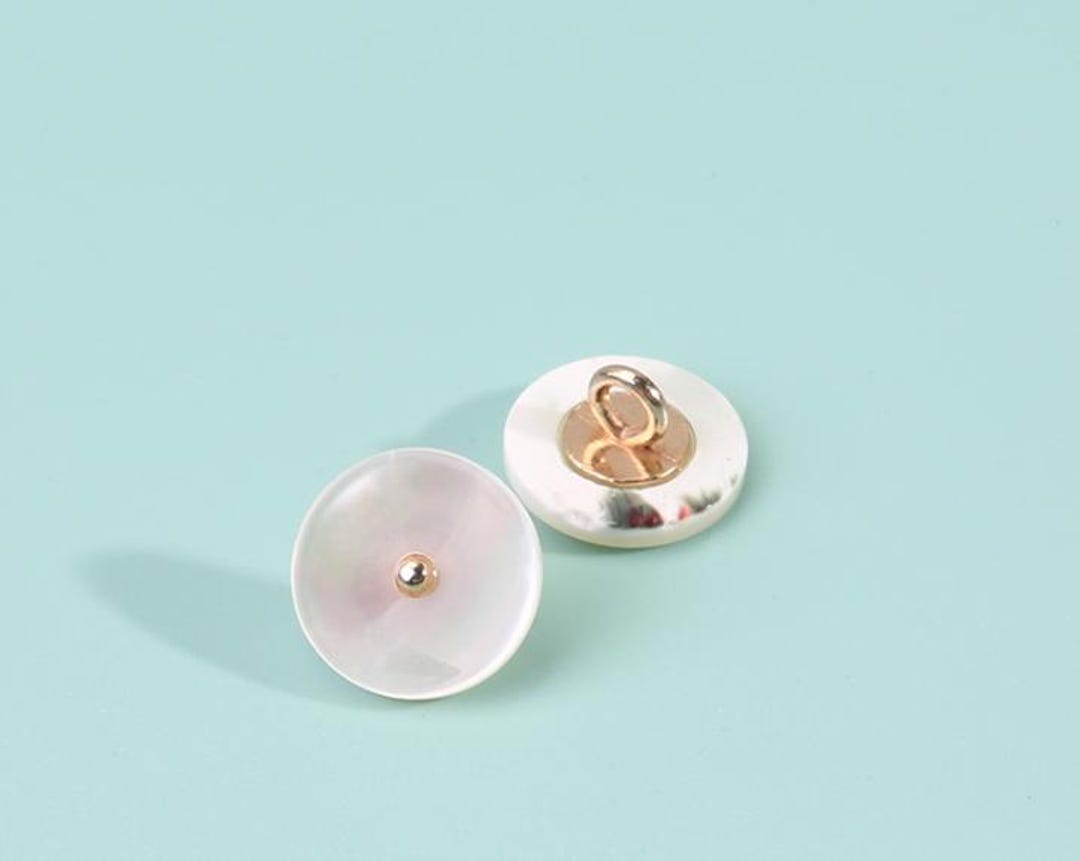 Mother of Pearl Shell Buttons With Golden Centre Bead, Metal Loop, 10mm ...