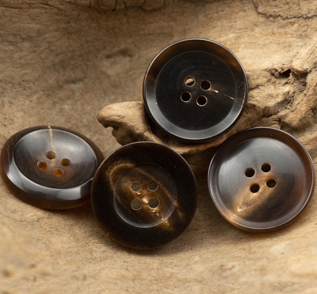 Natural horn buttons dark brown 8 sizes available pack of 5 etsy