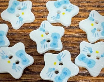 Star Shaped Cat Buttons, 15mm/0.59", Pack of 10(B1968)