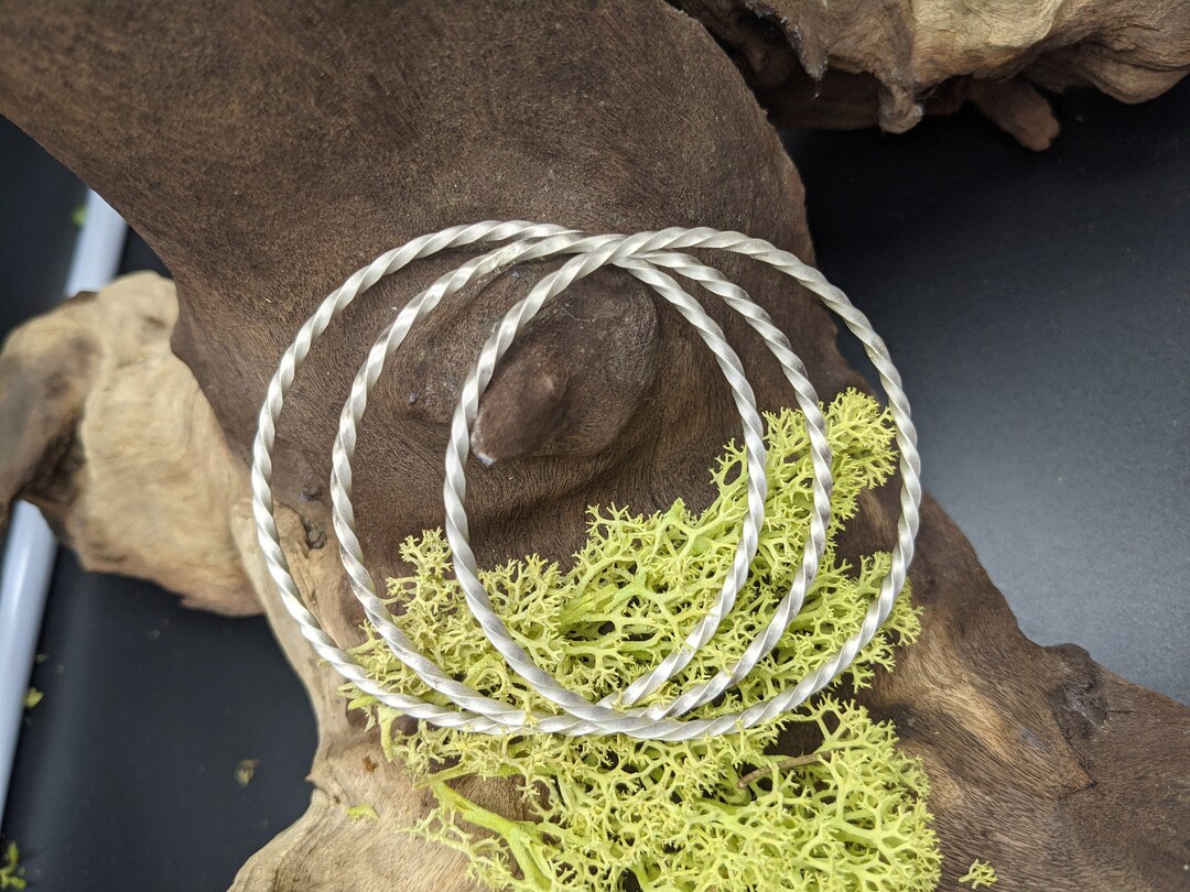 Anello Impilabile In Argento Sterling Testurizzato Fatto A Mano: Fascia Artigianale Biologica - Italia - Foto 14