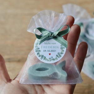 FISH SOAP gifts for baptism / communion or wedding etc. handmade, personalized with eucalyptus motif