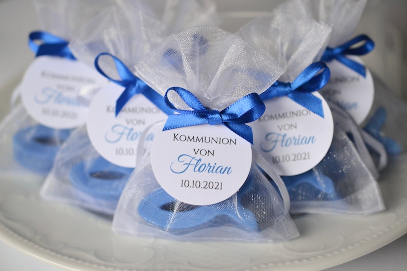 Favors for baptisms/communions or weddings etc. Handmade soap personalized label with eucalyptus motif image 4