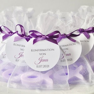 Favors for baptisms/communions or weddings etc. Handmade soap personalized label with eucalyptus motif image 6